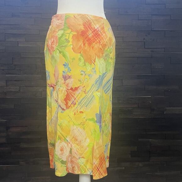 Ralph Lauren Collection Purple Label Floral Silk Midi Skirt 6 S Short $1,290 NEW - Picture 2 of 9